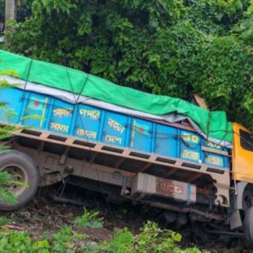 নিয়ন্ত্রণ হারিয়ে ট্রাক খাদে, চাপা পড়ে পথচারী নিহত